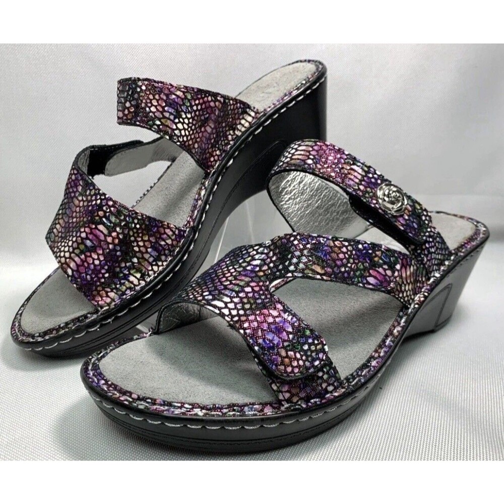 Alegria Loti Funtastic Wedge Sandal 40 9-9.5 Purple Snake Workwear Summer Comfor